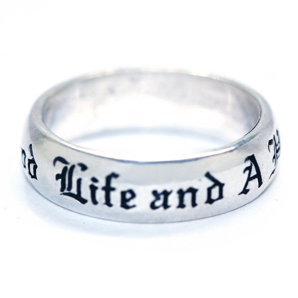 Mourning ring A Good Life and A Happy Death memento mori jewelry made in NYC