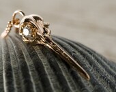 Diamond eyes 14k Solid Rose Gold Hummingbird Skull Elegantly cast and hand finished here in NYC
