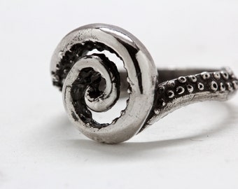 Silver octopus ring tentacle ring  made in NYC Blue Bayer Design