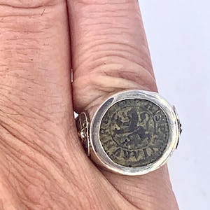 Real 1600s Spanish  maravedí  Coin Ring Sterling Silver  made in NYC  Blue Bayer Design One of a kind number 19