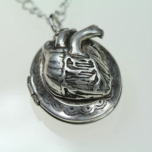 Small Anatomical Heart Locket Necklace , Anatomical Heart Jewelry, antique silver finish buy online image 7