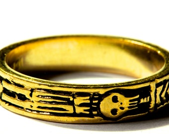 Gold Skeleton Ring 14k gold Memento Mori Ring Blue Bayer Design NYC