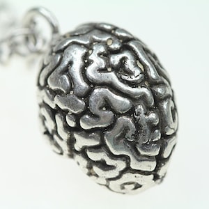 Brain Necklace, (silver-plated metal,antique finish) 24&quot; silver-plated chain, made in NYC