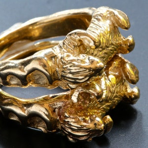 Gold Otter Rings, Otters holding hands rings set in solid gold Blue Bayer Design NYC image 3