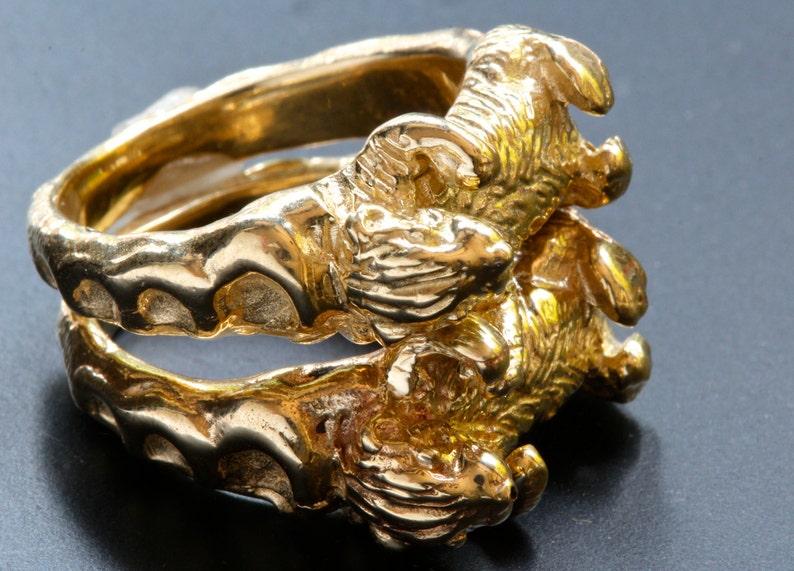 Gold Otter Rings, Otters holding hands rings set in solid gold Blue Bayer Design NYC image 3