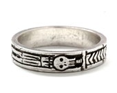 Georgian Skeleton Ring, Memento Mori Jewelry, Mourning Ring, Sterling Silver, Blue Bayer Design NYC Free US Shipping