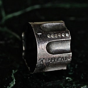 Pistol Ring 44 cal cylinder gun ring 7 diamonds in Black Sterling Silver Sizes 4 through 13 Made in NYC image 2