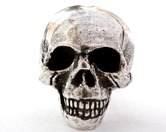 Metal Skull cabinet knob made in NYC silver finish