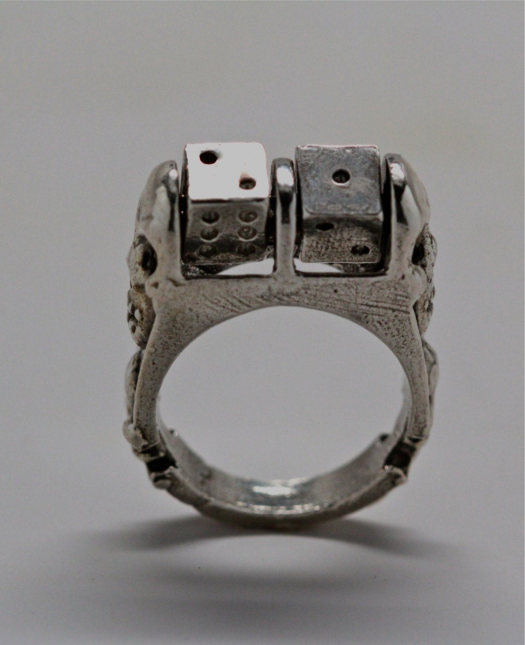 Sterling Silver Dice Ring: Skull & Fleur-de-lis, Moving Dice - Etsy
