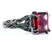 Red Garnet ring black sterling silver Kathula made in NYC
