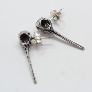 Hummingbird skull earrings silver posts studs in sterling silver made in NYC Free US shipping image 3