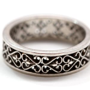 Silver Filligree Ring Heart and Flowers Ring  Made in NYC