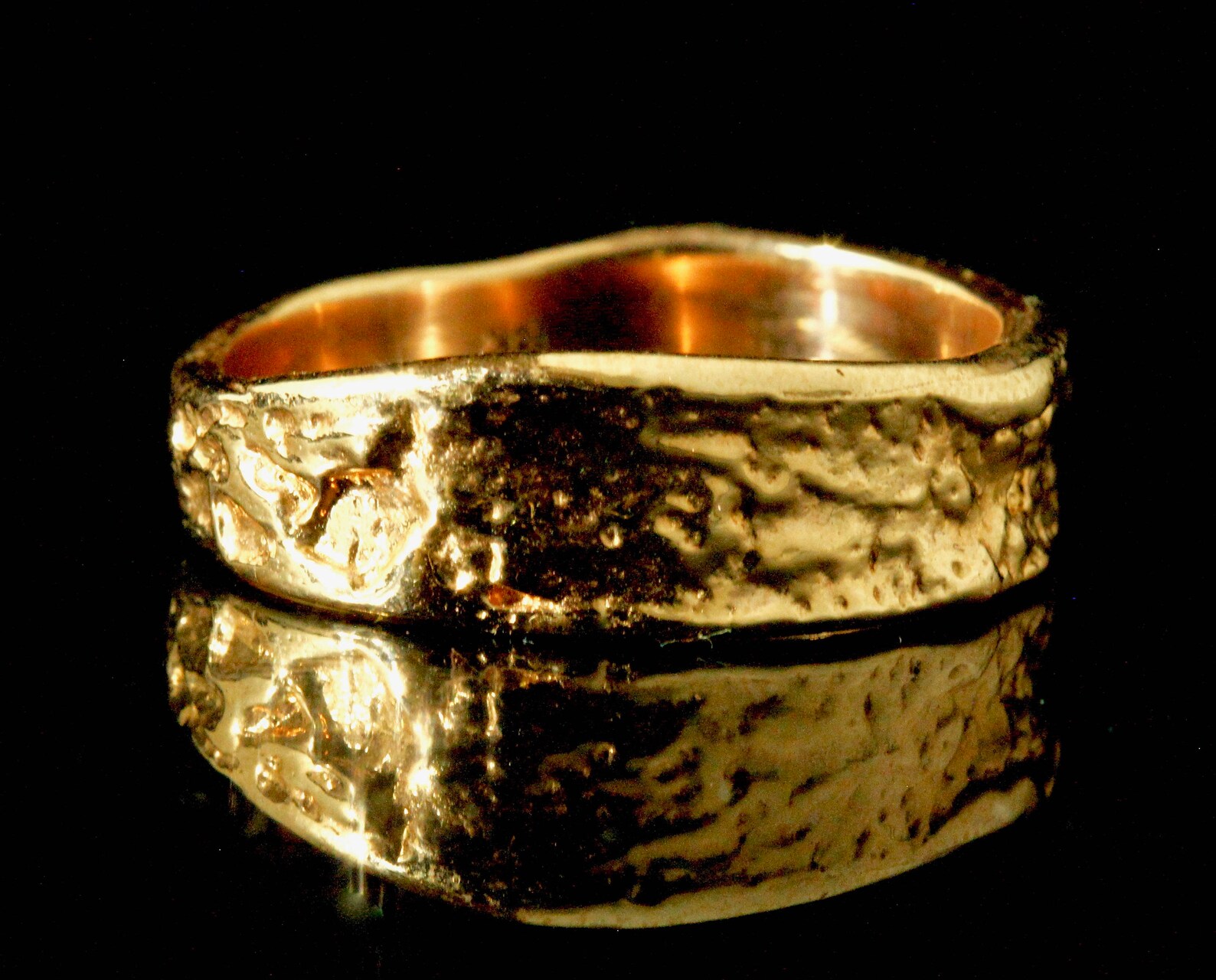 Gold Wedding Ring Set Tree Bark Rings Gold Black Diamond Tree - Etsy