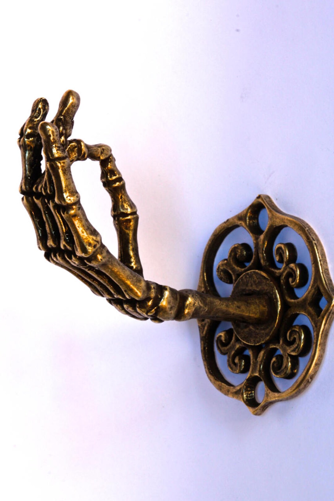 Bronze Plated Skeleton Hand Wall Hook Coat Rack Curtain Rod Holder Jewelry  Rack Made in NYC 