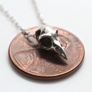 Small Bird Skull Necklace, Silver Bird Skull Made in NYC image 2