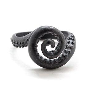 Octopus tentacle spiral ring .925 sterling made in NYC Blue Bayer Design