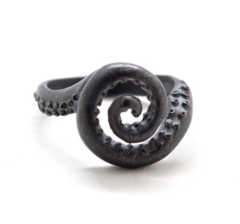 Octopus tentacle spiral ring .925 sterling made in NYC Blue Bayer Design image 1