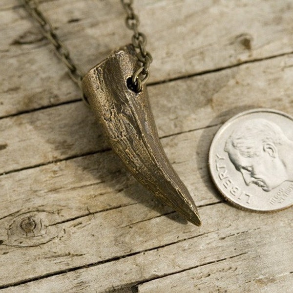 Crocodile Tooth Necklace, (cast in solid recycled bronze) on a bronze chain Made in NYC Blue Bayer Design