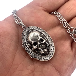 Skull Locket Necklace original design carving made in NYC
