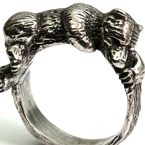 Bear Ring  Sleepy Silver Bear Ring Blue Bayer Design NYC