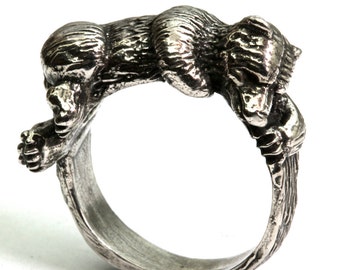 Bear Ring  Sleepy Silver Bear Ring Blue Bayer Design NYC
