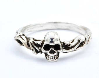 Little Skull ring, tree ring Sterling Silver  Blue Bayer Design NYC Free US Shipping