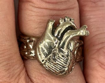 Anatomical Heart Ring, white bronze Heart Jewelry Made in NYC Blue Bayer Design