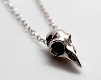 Small Bird Skull Necklace, Silver Bird Skull Made in NYC