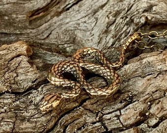 Little snake necklace solid bronze made in NYC