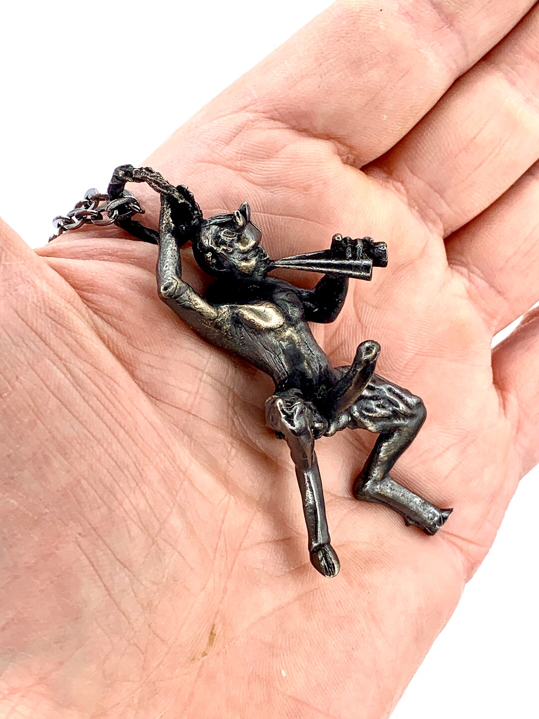 Pan Statue Pan Necklace Solid Black Bronze Original Design Made in NYC