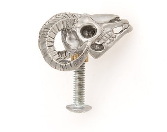 Metal Ram skull cabinet knob made in NYC Blue Bayer Design