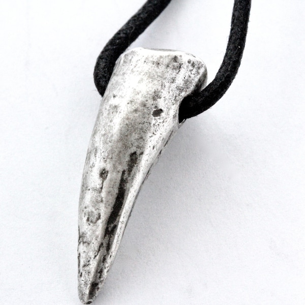 Crocodile Tooth Necklace, cast in silver plated pewter Made in NYC Blue Bayer Design