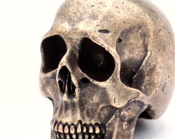 Medium metal skull bronze plated made in NYC