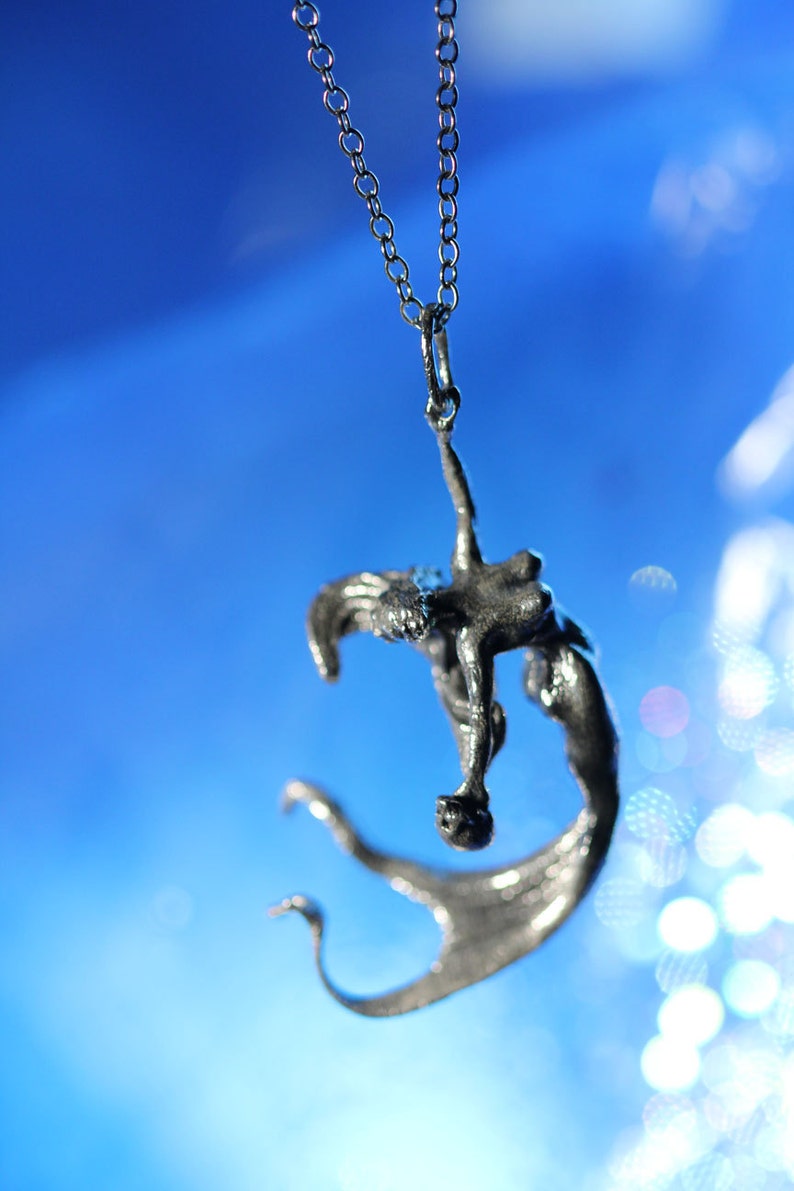 Mermaid Necklace, bronze, oxidized black, Made in NYC, Blue Bayer Design image 4