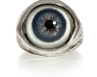 Evil Eye Ring sized Sterling Silver Eye Ring,  (Made in NYC)