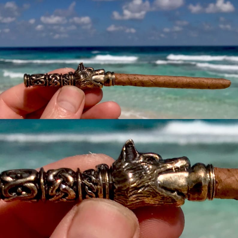 Viking Wolf Cigarette Holder cast in solid bronze made in NYC image 2
