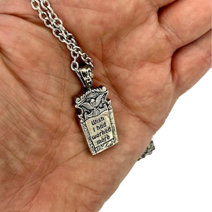 Gravestone pendant Wish I had Worked More solid white bronze  made in NYC