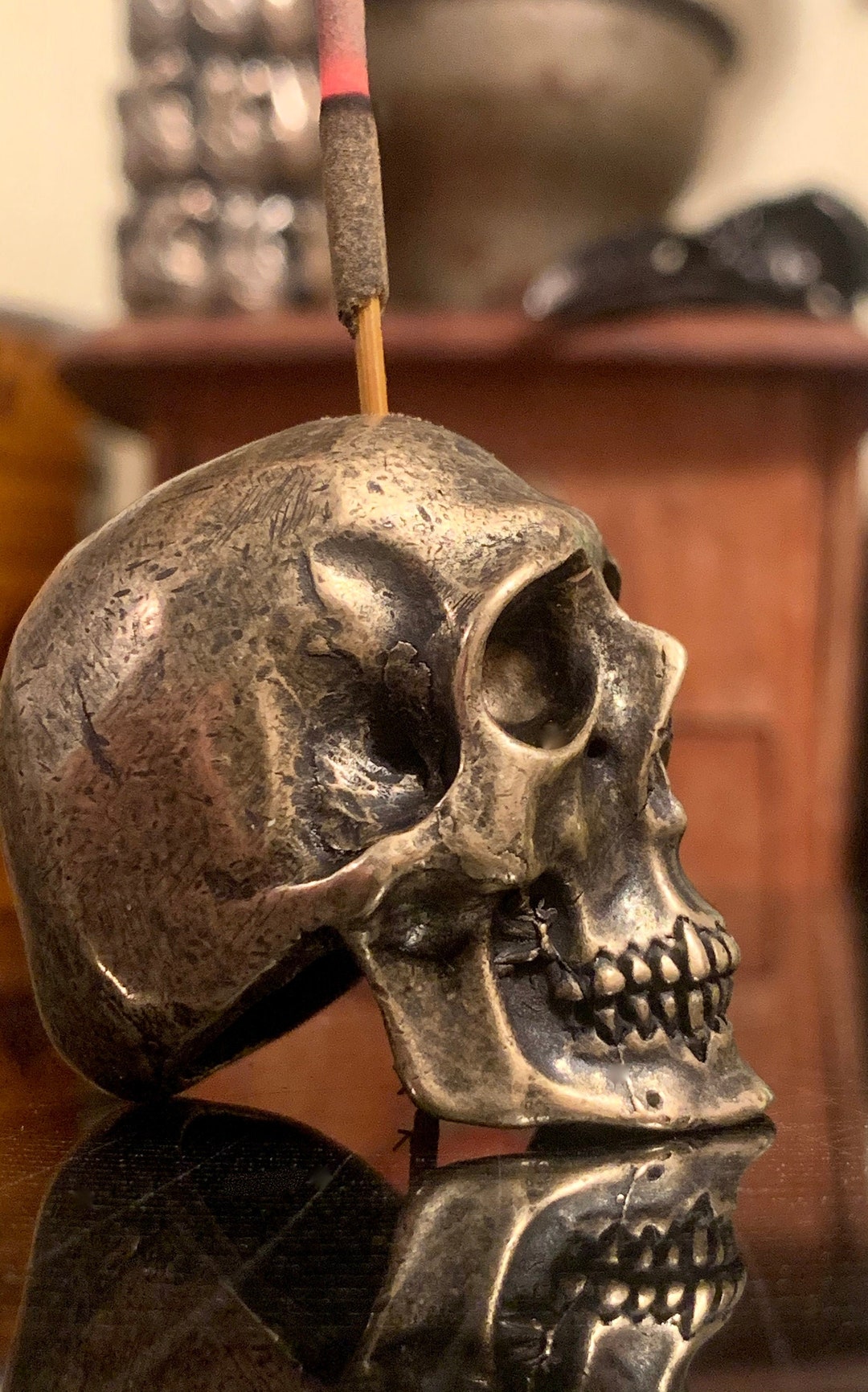 Human Skull Keychain, Handmade Metal Cranium Charm in Pewter -  Denmark