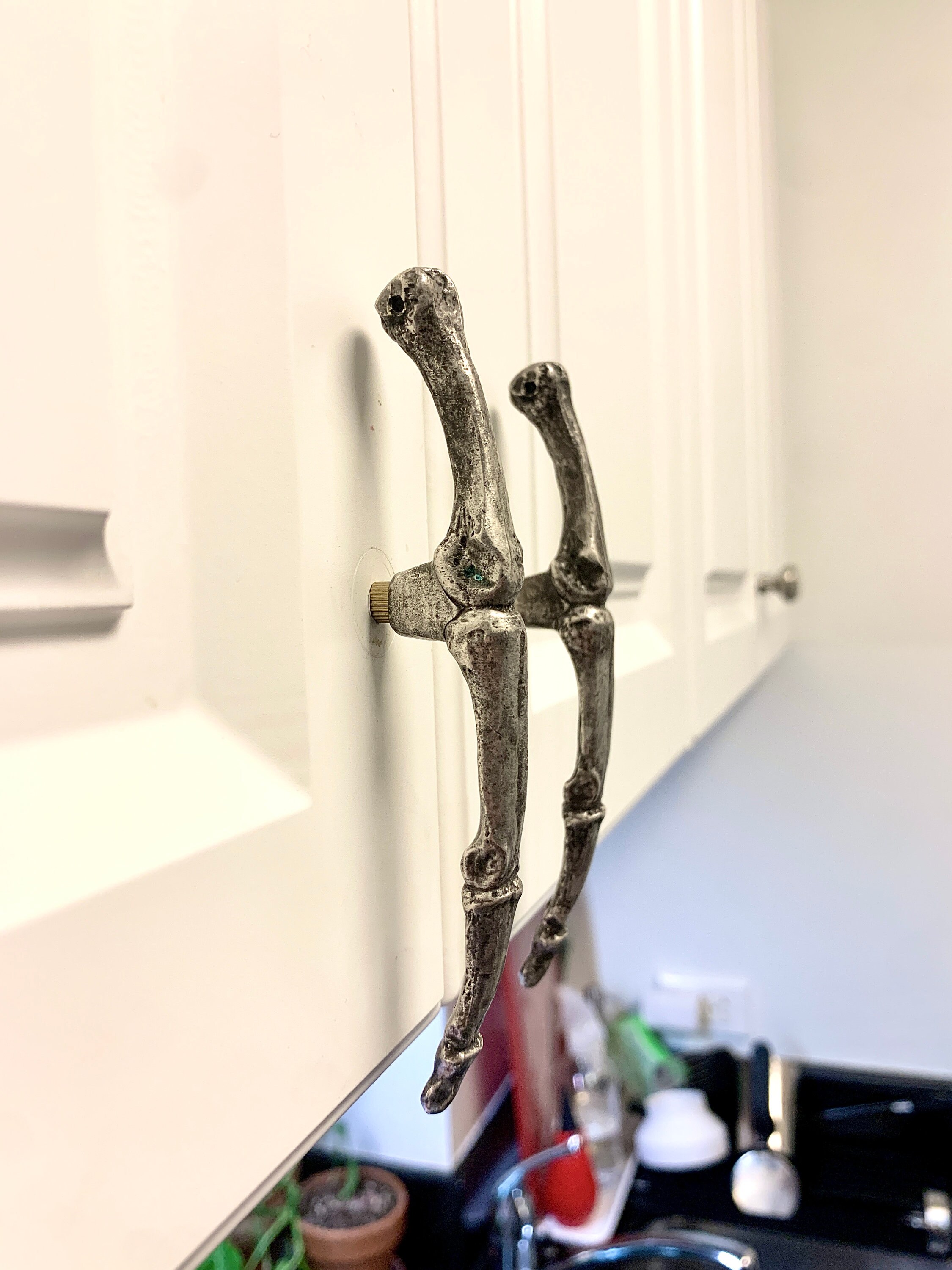 Skeleton Drawers Skeleton Middle Finger Drawer Pull Cabinet Knob Silver Ox Metal Made in ...