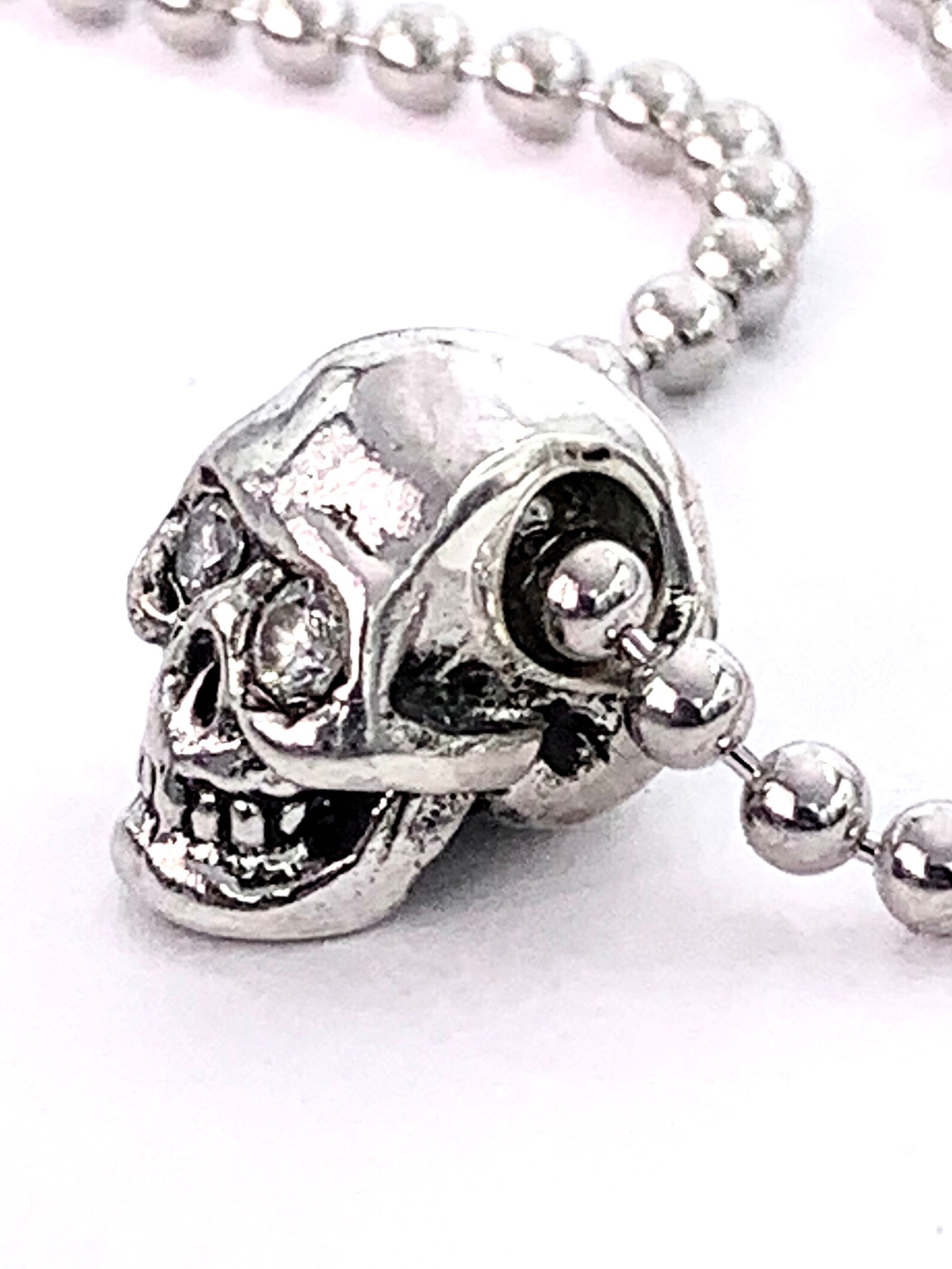 Diamond Eyed Human Skull Necklace Diamond Skull Jewelry in Etsy