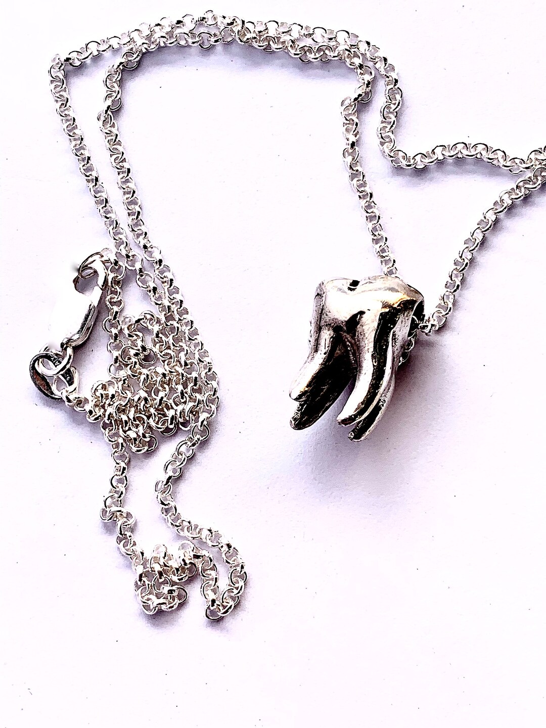 Silver Wisdom Tooth Necklace .925 Sterling Chain Cast of a Real Tooth