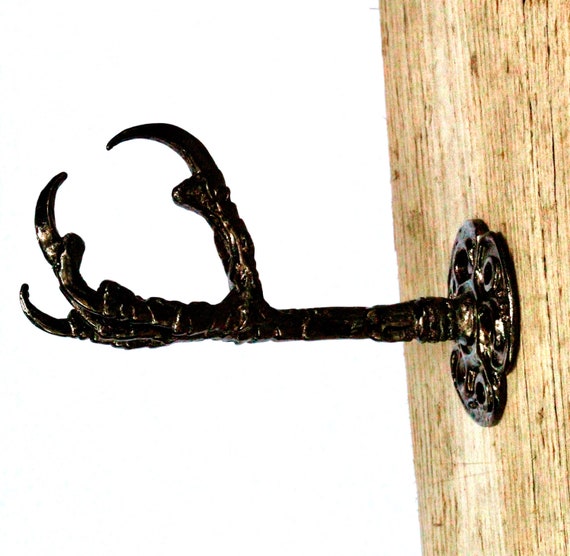 Raven Claw, Wall Mounted Jewelry Holder Black Gun Metal Coat Rack