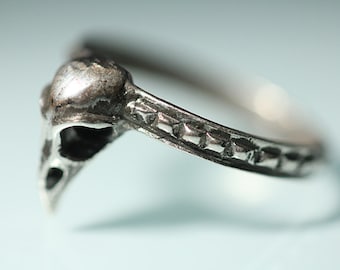 Bird skull Ring Small Skull Ring Sterling silver Blue Bayer Design NYC