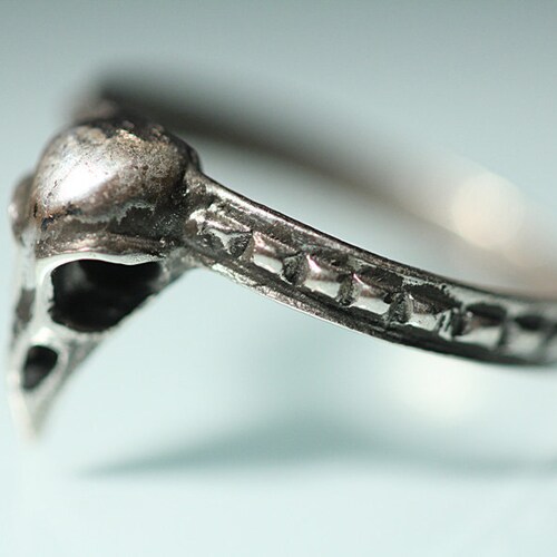 Bird skull Ring Small Skull Ring Sterling silver Blue Bayer Design NYC