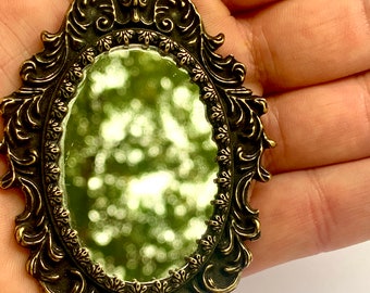 Victorian Mirror Necklace bronze oxide finish made in NYC