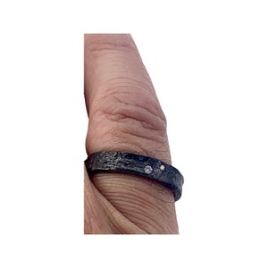 Diamond Tree Bark Ring, blackened sterling silver, made in NYC, Blue Bayer Desgn image 7