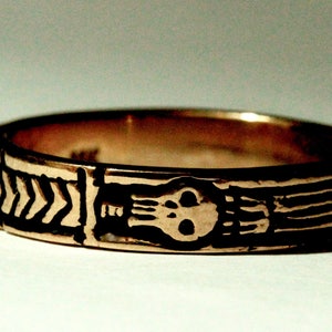 14k Georgian Skeleton Ring solid rose gold Memento Mori Ring Blue Bayer Design NYC