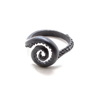 Octopus tentacle spiral ring .925 sterling made in NYC Blue Bayer Design image 2