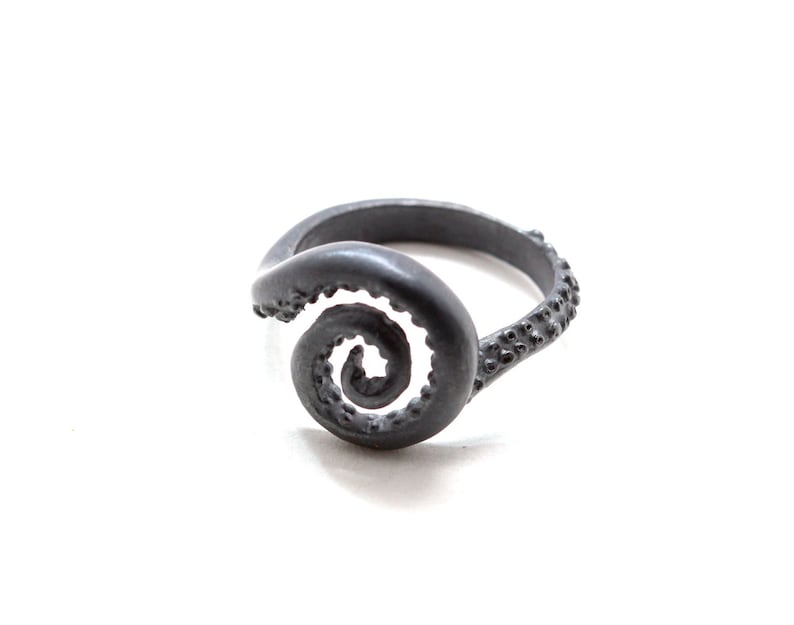 Octopus tentacle spiral ring .925 sterling made in NYC Blue Bayer Design image 2