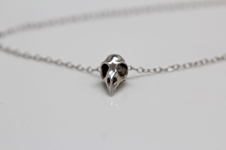 Small Bird Skull Necklace, Silver Bird Skull Made in NYC image 4